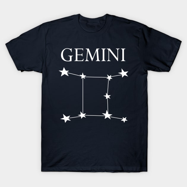 Gemini Zodiac Constellation T-Shirt by JevLavigne